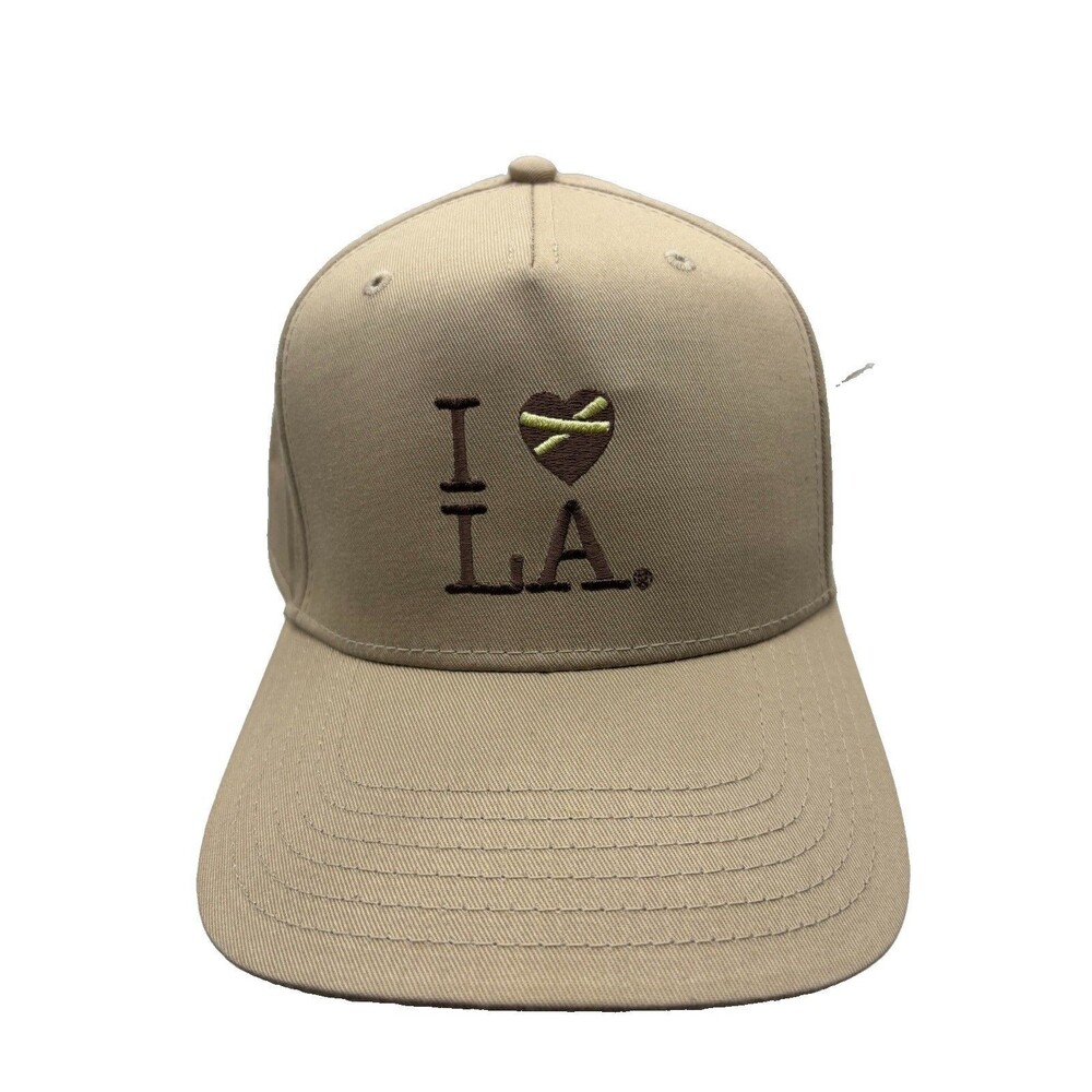 La La Land Hat Khaki Tan I Heart LA Chopsticks Embroidered Snapback Cap Souvenir